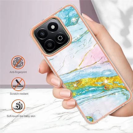 For Honor X7c 4G / Honor 200 Smart 5G TPU Case with IMD Marble Pattern Electroplated Back Cover
