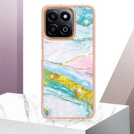 For Honor X7c 4G / Honor 200 Smart 5G TPU Case with IMD Marble Pattern Electroplated Back Cover