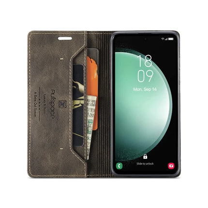 For Samsung Galaxy S23 FE Wallet Case AUTSPACE A01 Leather Stand Cover with RFID Blocking Card Holder