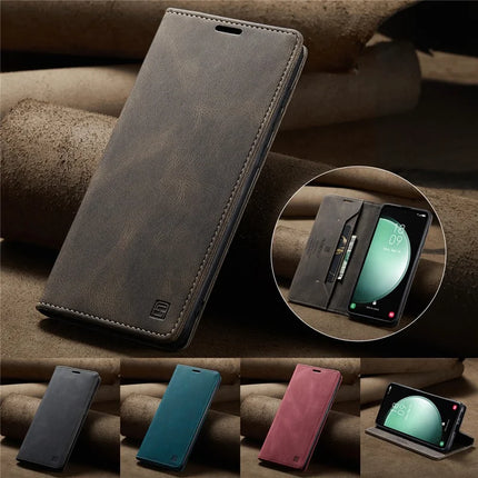 For Samsung Galaxy S23 FE Wallet Case AUTSPACE A01 Leather Stand Cover with RFID Blocking Card Holder