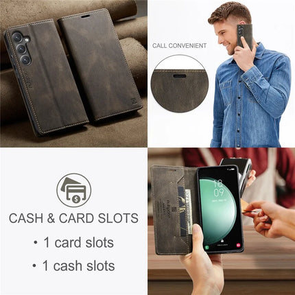 For Samsung Galaxy S23 FE Wallet Case AUTSPACE A01 Leather Stand Cover with RFID Blocking Card Holder