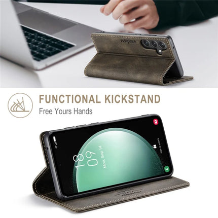 For Samsung Galaxy S23 FE Wallet Case AUTSPACE A01 Leather Stand Cover with RFID Blocking Card Holder