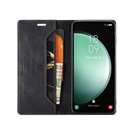 For Samsung Galaxy S23 FE Wallet Case AUTSPACE A01 Leather Stand Cover with RFID Blocking Card Holder