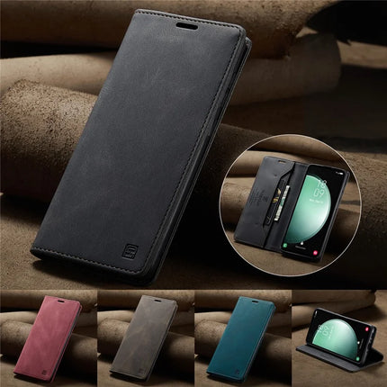For Samsung Galaxy S23 FE Wallet Case AUTSPACE A01 Leather Stand Cover with RFID Blocking Card Holder