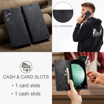 For Samsung Galaxy S23 FE Wallet Case AUTSPACE A01 Leather Stand Cover with RFID Blocking Card Holder