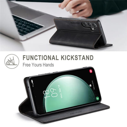 For Samsung Galaxy S23 FE Wallet Case AUTSPACE A01 Leather Stand Cover with RFID Blocking Card Holder