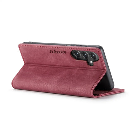 For Samsung Galaxy S23 FE Wallet Case AUTSPACE A01 Leather Stand Cover with RFID Blocking Card Holder