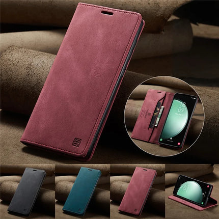 For Samsung Galaxy S23 FE Wallet Case AUTSPACE A01 Leather Stand Cover with RFID Blocking Card Holder