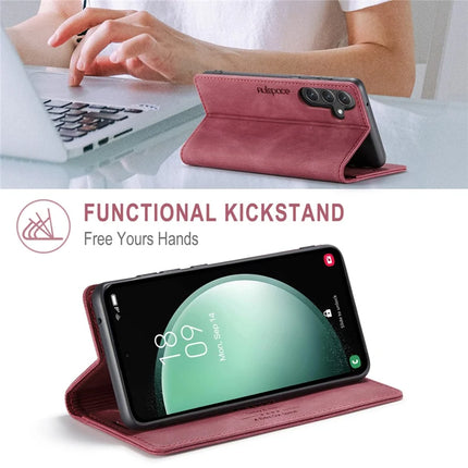 For Samsung Galaxy S23 FE Wallet Case AUTSPACE A01 Leather Stand Cover with RFID Blocking Card Holder
