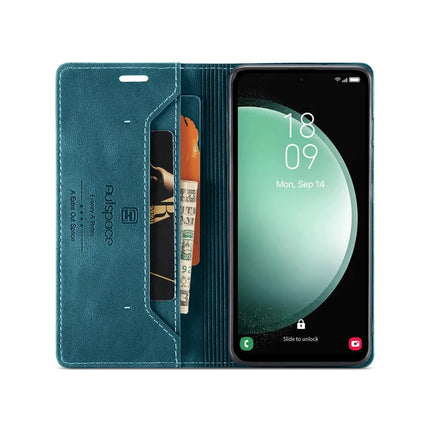For Samsung Galaxy S23 FE Wallet Case AUTSPACE A01 Leather Stand Cover with RFID Blocking Card Holder