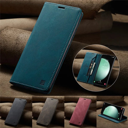 For Samsung Galaxy S23 FE Wallet Case AUTSPACE A01 Leather Stand Cover with RFID Blocking Card Holder
