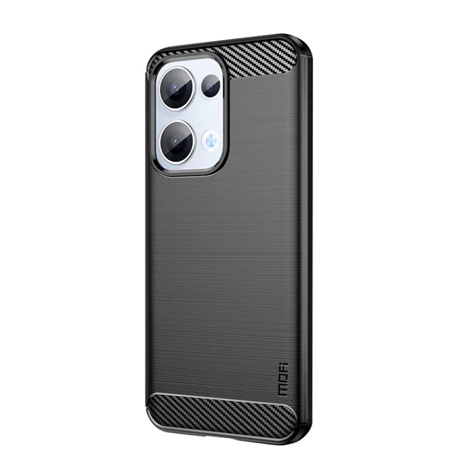 For Oppo Reno13 5G (Global) Back Cover MOFI Brushed Texture Carbon Fiber Soft TPU Case - Black