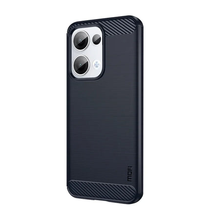 For Oppo Reno13 5G (Global) Back Cover MOFI Brushed Texture Carbon Fiber Soft TPU Case - Blue