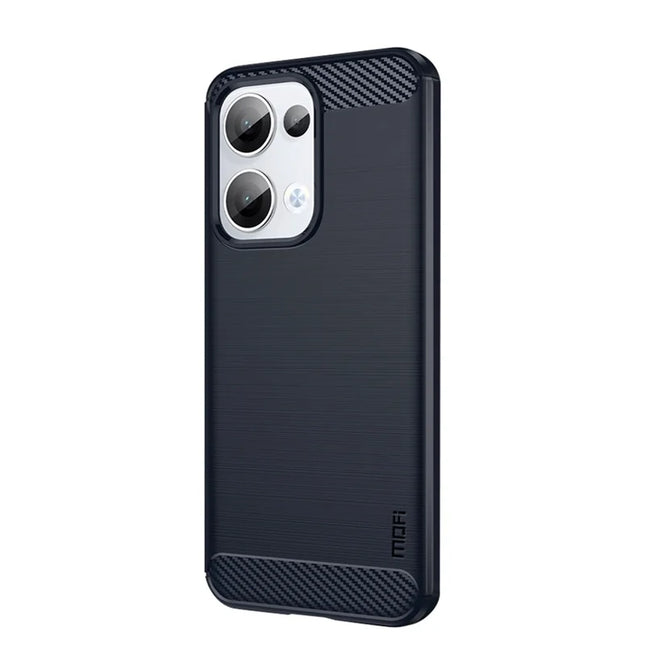 For Oppo Reno13 5G (Global) Back Cover MOFI Brushed Texture Carbon Fiber Soft TPU Case - Blue