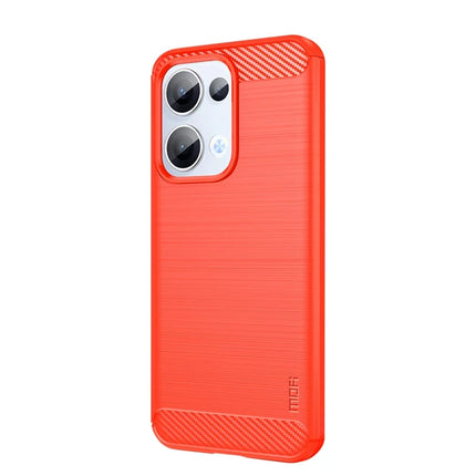 For Oppo Reno13 5G (Global) Back Cover MOFI Brushed Texture Carbon Fiber Soft TPU Case - Red