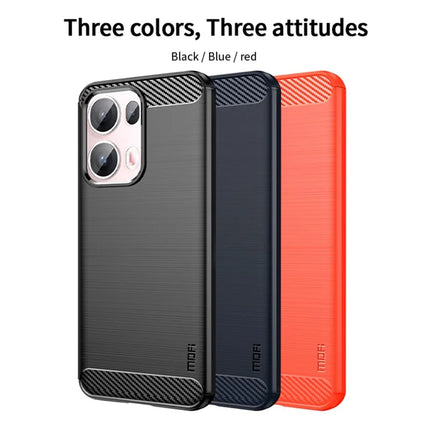For Oppo Reno13 Pro 5G Back Cover MOFI Brushed Texture Carbon Fiber Soft TPU Case
