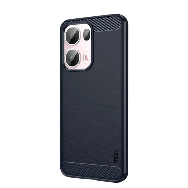 For Oppo Reno13 Pro 5G Back Cover MOFI Brushed Texture Carbon Fiber Soft TPU Case - Blue