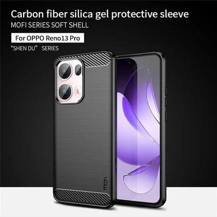 For Oppo Reno13 Pro 5G Back Cover MOFI Brushed Texture Carbon Fiber Soft TPU Case