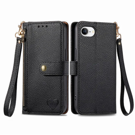 For iPhone 16e Case RFID Blocking Zipper Pocket Leather Wallet Phone Cover