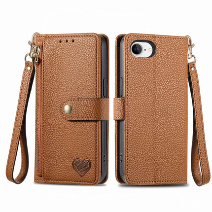 For iPhone 16e Case RFID Blocking Zipper Pocket Leather Wallet Phone Cover