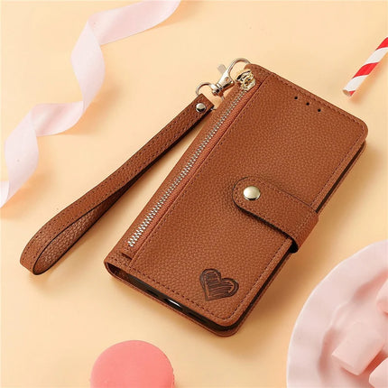 For iPhone 16e Case RFID Blocking Zipper Pocket Leather Wallet Phone Cover