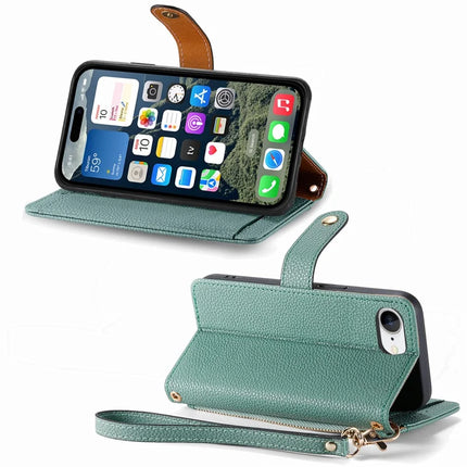 For iPhone 16e Case RFID Blocking Zipper Pocket Leather Wallet Phone Cover