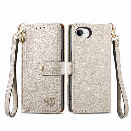 For iPhone 16e Case RFID Blocking Zipper Pocket Leather Wallet Phone Cover