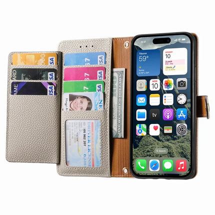 For iPhone 16e Case RFID Blocking Zipper Pocket Leather Wallet Phone Cover