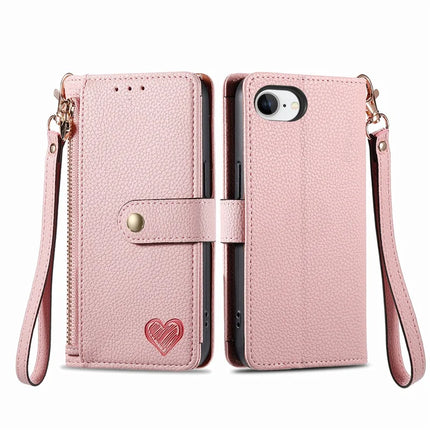 For iPhone 16e Case RFID Blocking Zipper Pocket Leather Wallet Phone Cover