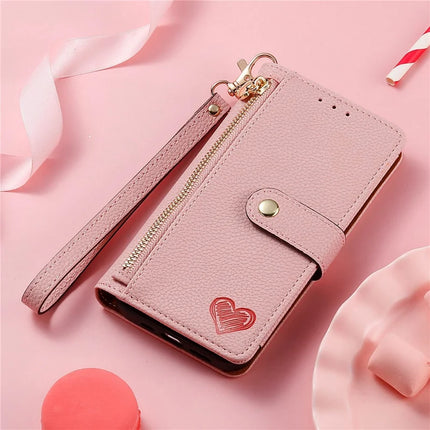For iPhone 16e Case RFID Blocking Zipper Pocket Leather Wallet Phone Cover