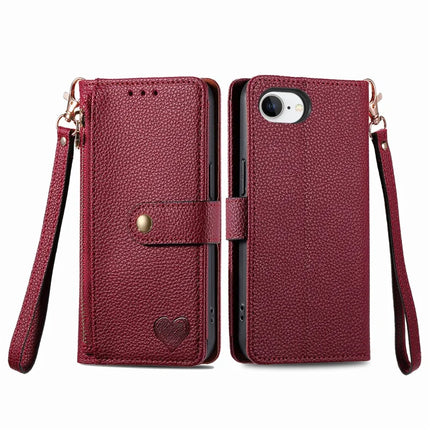 For iPhone 16e Case RFID Blocking Zipper Pocket Leather Wallet Phone Cover