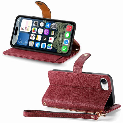 For iPhone 16e Case RFID Blocking Zipper Pocket Leather Wallet Phone Cover