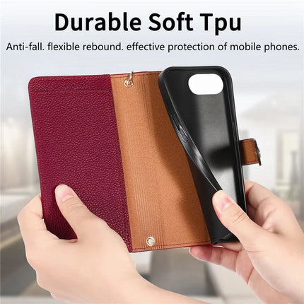 For iPhone 16e Case RFID Blocking Zipper Pocket Leather Wallet Phone Cover