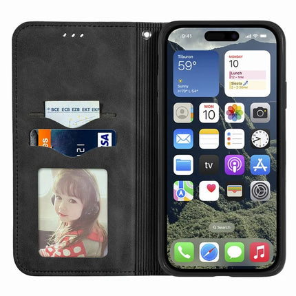For iPhone 16e Leather Case with Card Holder Magnetic Absorption Phone Cover