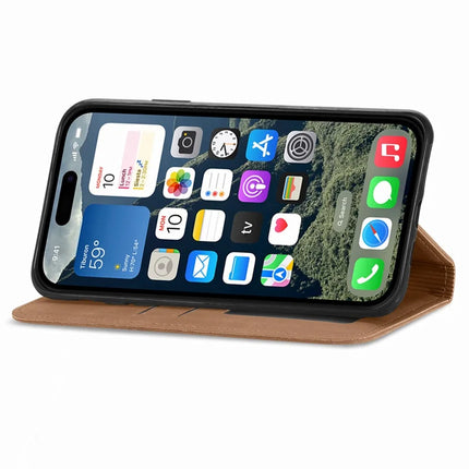 For iPhone 16e Leather Case with Card Holder Magnetic Absorption Phone Cover