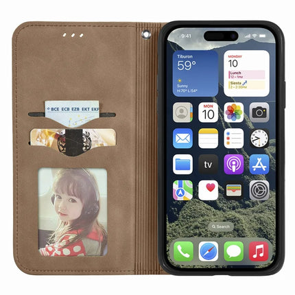 For iPhone 16e Leather Case with Card Holder Magnetic Absorption Phone Cover