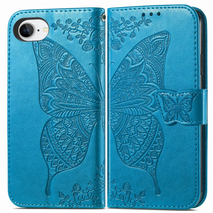 For iPhone 16e Case with Strap Butterfly Pattern PU Leather Wallet Phone Cover