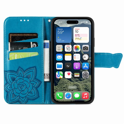 For iPhone 16e Case with Strap Butterfly Pattern PU Leather Wallet Phone Cover