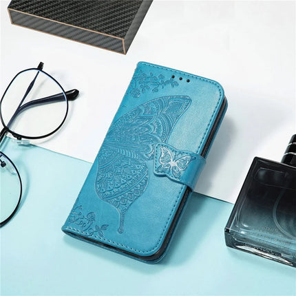 For iPhone 16e Case with Strap Butterfly Pattern PU Leather Wallet Phone Cover