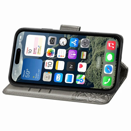 For iPhone 16e Case with Strap Butterfly Pattern PU Leather Wallet Phone Cover