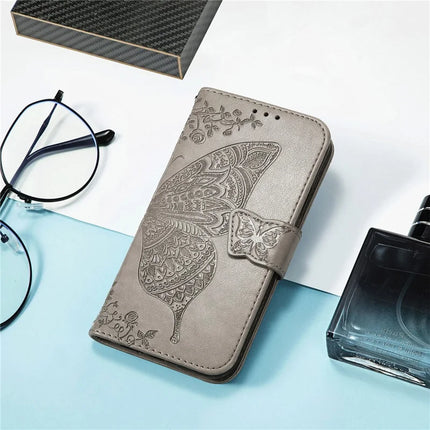 For iPhone 16e Case with Strap Butterfly Pattern PU Leather Wallet Phone Cover