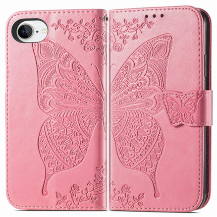 For iPhone 16e Case with Strap Butterfly Pattern PU Leather Wallet Phone Cover
