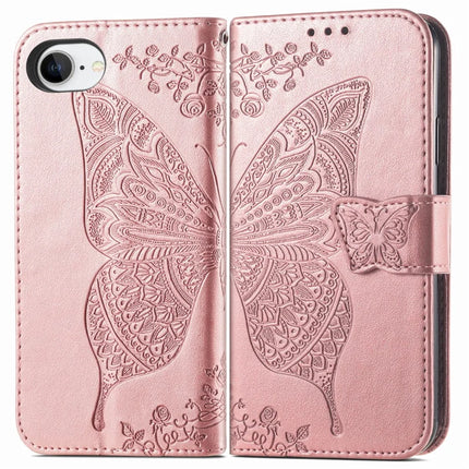 For iPhone 16e Case with Strap Butterfly Pattern PU Leather Wallet Phone Cover