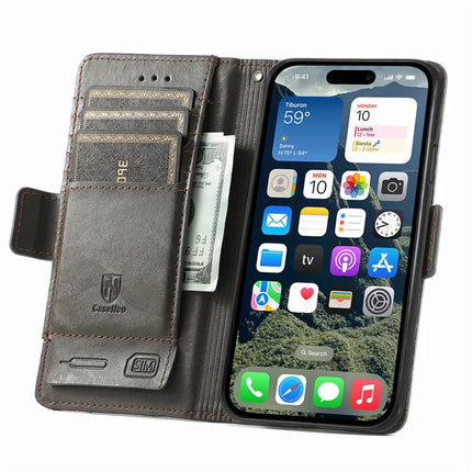 For iPhone 16e Case CASENEO 002 Series RFID Blocking Leather Wallet Stand Phone Cover