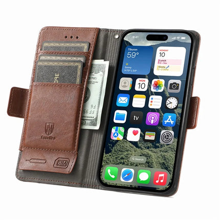 For iPhone 16e Case CASENEO 002 Series RFID Blocking Leather Wallet Stand Phone Cover