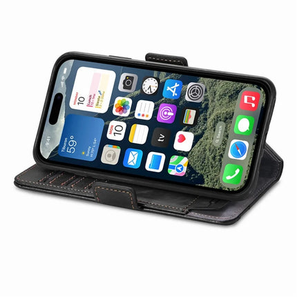 For iPhone 16e Case CASENEO 002 Series RFID Blocking Leather Wallet Stand Phone Cover