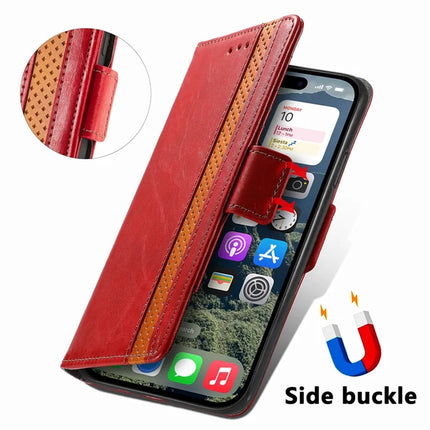 For iPhone 16e Case CASENEO 002 Series RFID Blocking Leather Wallet Stand Phone Cover