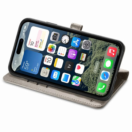 For iPhone 16e Leather Wallet Case Flip Phone Cover with Cute Cat Dog Pattern
