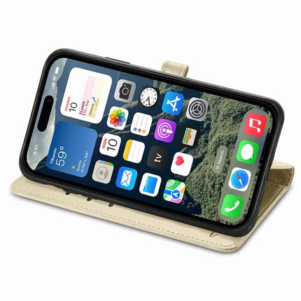 For iPhone 16e Leather Wallet Case Flip Phone Cover with Cute Cat Dog Pattern