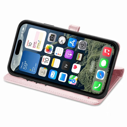 For iPhone 16e Leather Wallet Case Flip Phone Cover with Cute Cat Dog Pattern